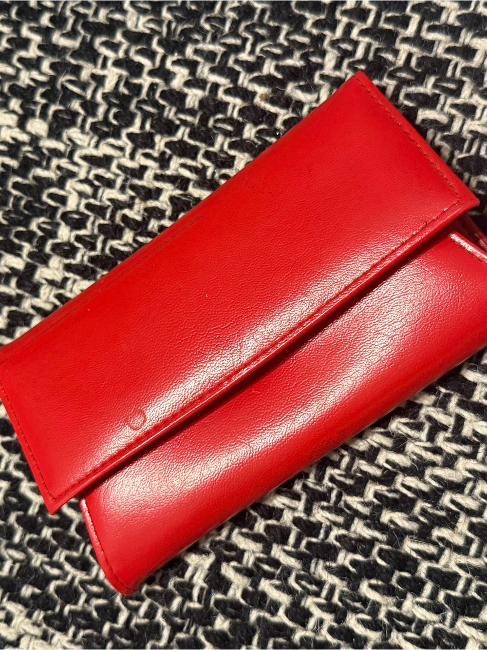Women's Red Leather Flap Wallet - Elegant Everyday Clutch